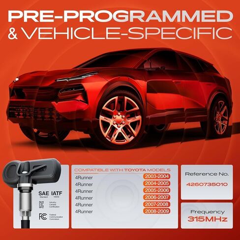 مستشعر مراقبة ضغط الإطارات TPMS مبرمج مسبقًا 4 قطع من A-Premium - متوافق مع Toyota 4Runner 2003 2004 2005 2006 2007 2008 2009-315MHz - استبدل 42607-35010، 4260735010 in Saudi Arabia