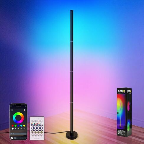 Corner Floor Lamp,RGB LED Corner Lamp with App and Remote Control,Smart Modern Floor Lamp with 16 Million Colors & 68+ Scene,Music Sync,Timer Setting,Standing Lamp for Living Room,Gaming Room in Saudi Arabia