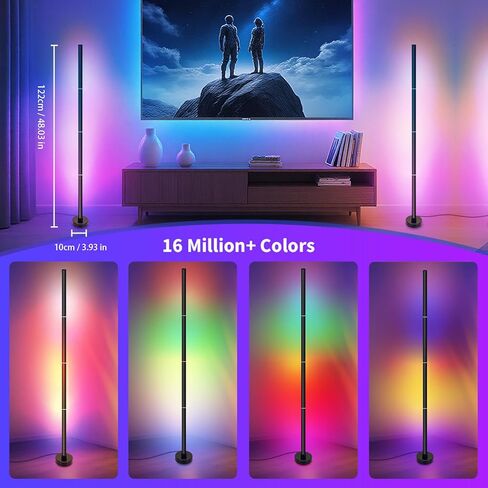 Corner Floor Lamp,RGB LED Corner Lamp with App and Remote Control,Smart Modern Floor Lamp with 16 Million Colors & 68+ Scene,Music Sync,Timer Setting,Standing Lamp for Living Room,Gaming Room in Saudi Arabia
