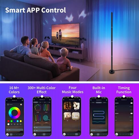 Corner Floor Lamp,RGB LED Corner Lamp with App and Remote Control,Smart Modern Floor Lamp with 16 Million Colors & 68+ Scene,Music Sync,Timer Setting,Standing Lamp for Living Room,Gaming Room in Saudi Arabia