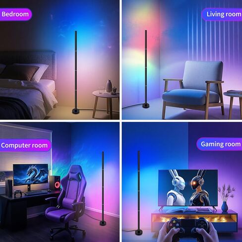 Corner Floor Lamp,RGB LED Corner Lamp with App and Remote Control,Smart Modern Floor Lamp with 16 Million Colors & 68+ Scene,Music Sync,Timer Setting,Standing Lamp for Living Room,Gaming Room in Saudi Arabia