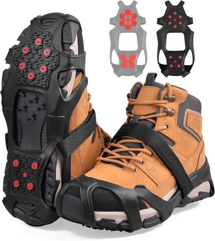 Ice Snow Traction Cleats Crampons for Shoes and Boots Upgrade Anti Slip 10 Tungsten Steel Studs Overshoe Footwear Ice Cleats Winter Shoes for Men Women Walking on Snow and Ice in Kuwait