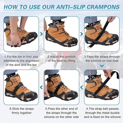 Ice Snow Traction Cleats Crampons for Shoes and Boots Upgrade Anti Slip 10 Tungsten Steel Studs Overshoe Footwear Ice Cleats Winter Shoes for Men Women Walking on Snow and Ice in Kuwait