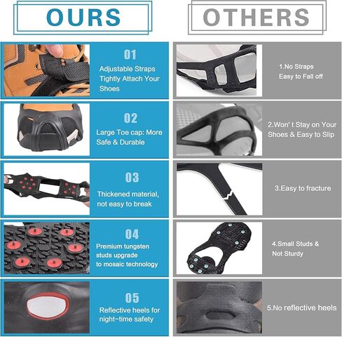 Ice Snow Traction Cleats Crampons for Shoes and Boots Upgrade Anti Slip 10 Tungsten Steel Studs Overshoe Footwear Ice Cleats Winter Shoes for Men Women Walking on Snow and Ice in Kuwait