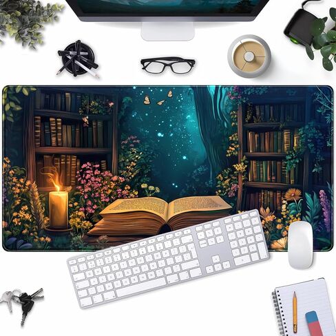 حصيرة مكتبية عتيقة للألعاب، لوحة ماوس كبيرة، كتب عتيقة على الطراز القوطي، خزانة كتب، لوحة مفاتيح للكمبيوتر المحمول مقاس XXL، ملحقات جمالية للوحة مفاتيح الكمبيوتر المحمول للنساء 31.5 بوصة × 15.7 بوصة in Kuwait
