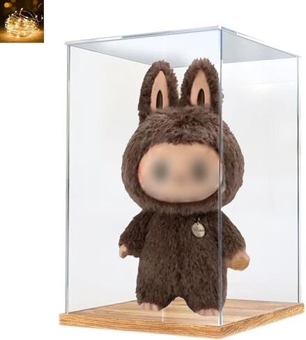 صندوق عرض أكريليك شفاف سميك مع قاعدة خشبية، منظم عرض حماية شفاف، مقاوم للغبار ذاتي التجميع لمقتنيات Lego 10321 75364 21319، أسود من الداخل 13.8 × 9.8 × 5.9 بوصة in Kuwait