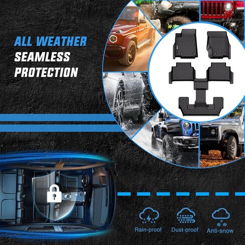 Nilight TPE Floor Mats for Jeep Wrangler JL Unlimited 4 Door (Not for JK or 4XE) 2018 2019 2020 2021 2022 2023 2024,All Weather Custom Fit Heavy Duty Floor Liners in Kuwait