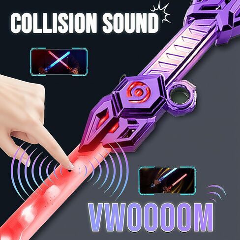 Light Up Saber for Kids, Retractable Light Up Sword with Sound Effects LED Light Saber Toy Sword with 360° Rotating Handle, Type-C Rechargeable Gift for Boys & Girls (Purple) in Saudi Arabia