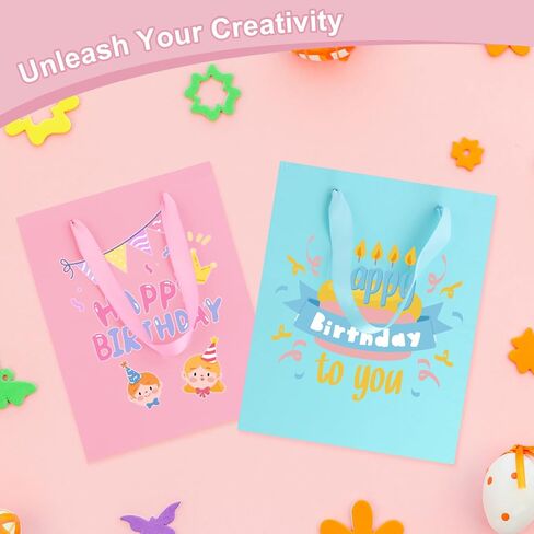 8 Pack Medium Gift Bags With Handles and 16 Tissue Paper, 8" X 5" X 10" Paper Bags Bulk for Birthday Party, Baby Shower, Wedding Favors, Thanksgiving & Christmas (8 Colors, 1 Count (Pack of 8) ) in Saudi Arabia