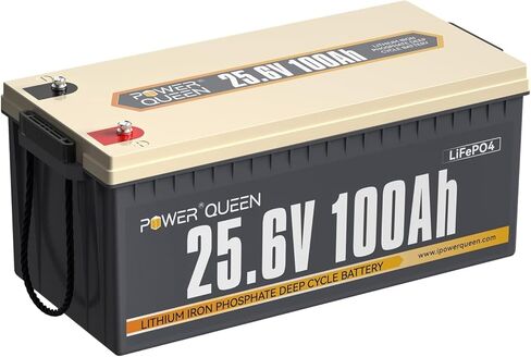 بطارية Power Queen 24V 100Ah LiFePO4 بطارية ليثيوم ذات دورة عميقة 2.56 كيلو وات في الساعة مع وقت تشغيل أطول، 100 أمبير BMS، 4000-15000 دورة، طاقة تحميل قصوى 2.56 كيلو وات لنظام تخزين الطاقة الشمسية، البحرية، الطاقة الاحتياطية in Kuwait