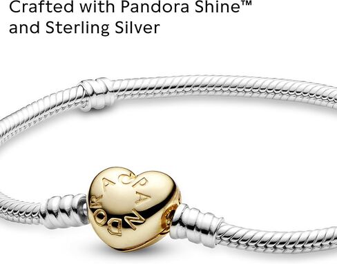 سوار من PANDORA Jewelry Moments مزود بسلسلة على شكل ثعبان على شكل قلب، مقاس 19.05 سم، مع صندوق هدايا in Kuwait