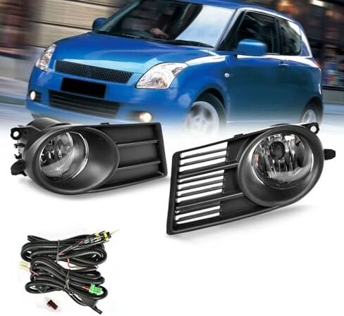 Compatible with Suzuki for Swift 2006 2007 2008 2009 2010 Car Front Bumper Fog Lights Fog Lamp Cover with Bulb H11 Switch Wire Bezel Car Fog Light Spare Parts in Saudi Arabia