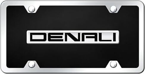 Au-TOMOTIVE GOLD INC. Officially Licensed Chrome Logo on Black Acrylic License Plate Kit for GMC Denali in Saudi Arabia