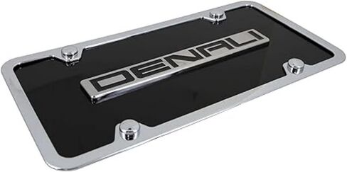 Au-TOMOTIVE GOLD INC. Officially Licensed Chrome Logo on Black Acrylic License Plate Kit for GMC Denali in Saudi Arabia