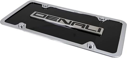 Au-TOMOTIVE GOLD INC. Officially Licensed Chrome Logo on Black Acrylic License Plate Kit for GMC Denali in Saudi Arabia