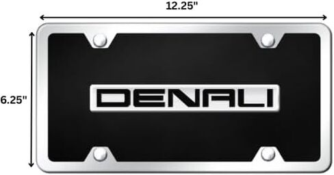 Au-TOMOTIVE GOLD INC. Officially Licensed Chrome Logo on Black Acrylic License Plate Kit for GMC Denali in Saudi Arabia