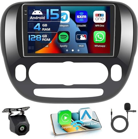 8-Core 4+64G Android 13 Touch Screen Radio for Kia Soul 2014-2017(Manual A/C), 9'' Car Stereo Carplay Upgrade Headunit Android Auto, AHD Backup Camera, Mirror Link, GPS Navigation in Kuwait