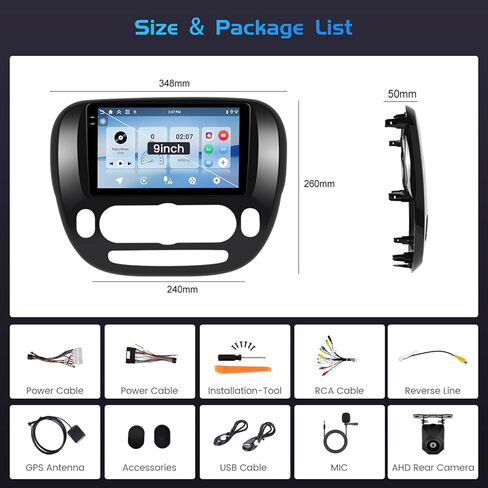 8-Core 4+64G Android 13 Touch Screen Radio for Kia Soul 2014-2017(Manual A/C), 9'' Car Stereo Carplay Upgrade Headunit Android Auto, AHD Backup Camera, Mirror Link, GPS Navigation in Kuwait