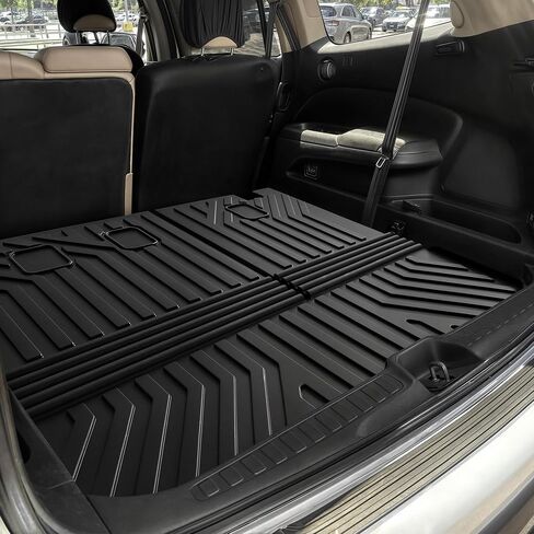 سجادات أرضية وسجادة صندوق السيارة مع مسند ظهر مناسب لسيارة Honda Pilot 2025 2024 2023، بطانات أرضية TPE مناسبة لجميع الأحوال الجوية لملحقات الطيار، مجموعة سجادة كاملة للحماية، أسود in Saudi Arabia
