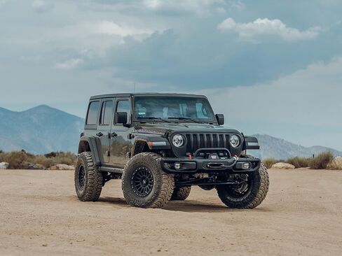 RockTrix RT113 17 inch Wheel Compatible with Jeep Wrangler JK JL 17x9 5x5 Wheels (-12mm Offset, 4.5in Backspace) 5x5 PCD, 71.5mm Bore, Black Wheels, Also fits Gladiator JT Rims in Saudi Arabia