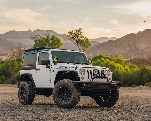 RockTrix RT113 17 inch Wheel Compatible with Jeep Wrangler JK JL 17x9 5x5 Wheels (-12mm Offset, 4.5in Backspace) 5x5 PCD, 71.5mm Bore, Black Wheels, Also fits Gladiator JT Rims in Saudi Arabia