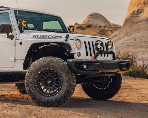 RockTrix RT113 17 inch Wheel Compatible with Jeep Wrangler JK JL 17x9 5x5 Wheels (-12mm Offset, 4.5in Backspace) 5x5 PCD, 71.5mm Bore, Black Wheels, Also fits Gladiator JT Rims in Saudi Arabia