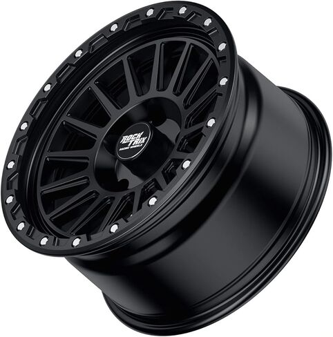 RockTrix RT113 17 inch Wheel Compatible with Jeep Wrangler JK JL 17x9 5x5 Wheels (-12mm Offset, 4.5in Backspace) 5x5 PCD, 71.5mm Bore, Black Wheels, Also fits Gladiator JT Rims in Saudi Arabia