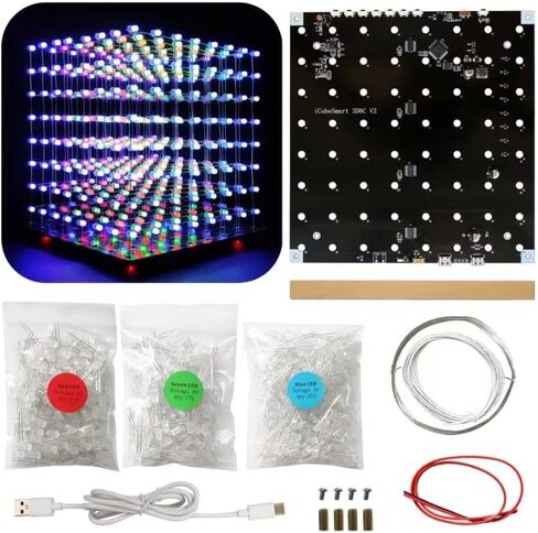 8x8x8 LED Cube Kit DIY Electronic Kit Soldering Project Kit, User Needs to Solder The LED, and The Displayed Content Can Be Modified. (MULTI4) in Saudi Arabia
