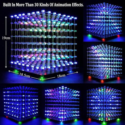 8x8x8 LED Cube Kit DIY Electronic Kit Soldering Project Kit, User Needs to Solder The LED, and The Displayed Content Can Be Modified. (MULTI4) in Saudi Arabia