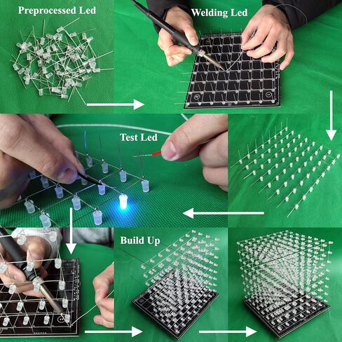 8x8x8 LED Cube Kit DIY Electronic Kit Soldering Project Kit, User Needs to Solder The LED, and The Displayed Content Can Be Modified. (MULTI4) in Saudi Arabia