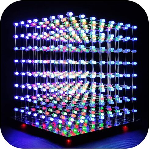 8x8x8 LED Cube Kit DIY Electronic Kit Soldering Project Kit, User Needs to Solder The LED, and The Displayed Content Can Be Modified. (MULTI4) in Saudi Arabia