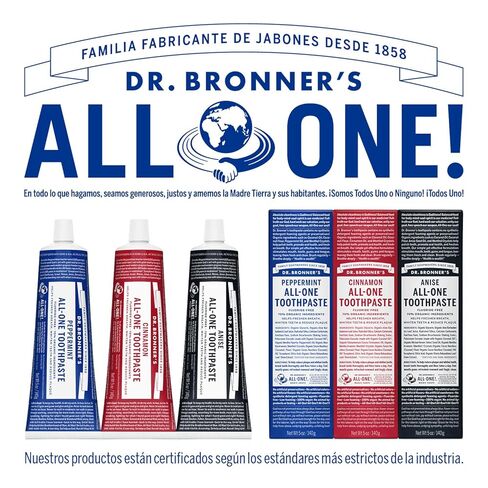 Dr. Bronner’s - All-One Toothpaste Variety Pack - Peppermint & Spearmint, 70% Organic Ingredients, Fluoride-Free, Helps Freshen Breath, Vegan (5oz, 2-Pack) in Kuwait