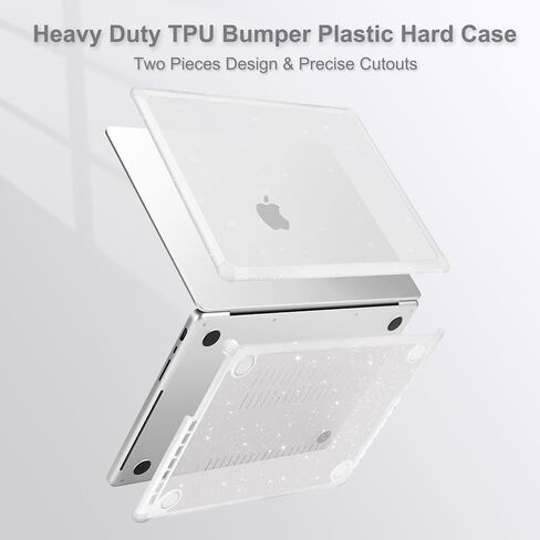 MOSISO Compatible with MacBook Pro 13 inch Case M2 2025-2016 A2338 M1 A2251 A2289 A2159 A1989 A1708 A1706, Anti-Cracking Heavy Duty Glitter TPU Bumper Hard Case&Keyboard Cover&&Screen Film, Black in Saudi Arabia