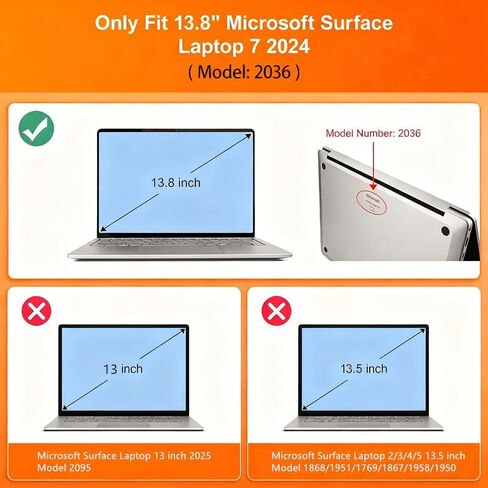 Se7enline Clear Case Compatible with 13.8" Microsoft Surface Laptop 7 2024 13.8-Inch Cover Fits Model 2036 Lightweight Durable Scratch-Resistant Easy Install + Keyboard Cover, Crystal Clear in Saudi Arabia