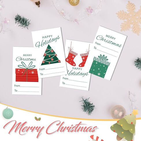 Christmas Gift Tags, 40 Merry Christmas Gifts Labels Stickers, Happy Holiday Name Tag Self-Adhesive for Party Presents Decorations - A02 in Saudi Arabia