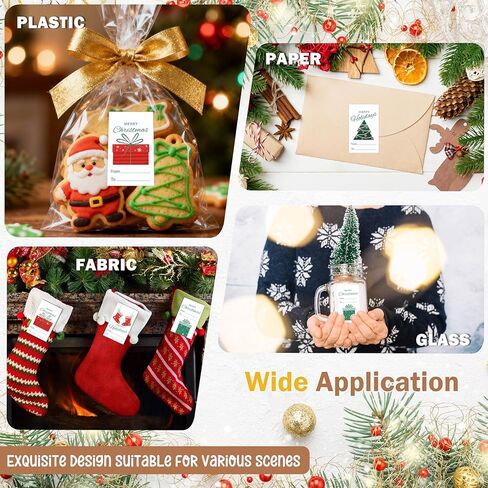 Christmas Gift Tags, 40 Merry Christmas Gifts Labels Stickers, Happy Holiday Name Tag Self-Adhesive for Party Presents Decorations - A02 in Saudi Arabia