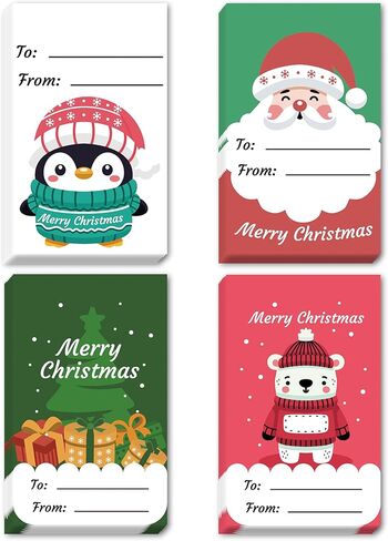 Christmas Gift Tags, 40 Merry Christmas Gifts Labels Stickers, Happy Holiday Name Tag Self-Adhesive for Party Presents Decorations - A02 in Saudi Arabia