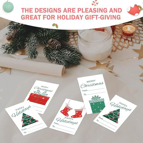 Christmas Gift Tags, 40 Merry Christmas Gifts Labels Stickers, Happy Holiday Name Tag Self-Adhesive for Party Presents Decorations - A02 in Saudi Arabia