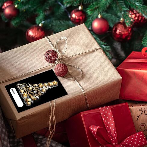 Black Gold Foil Merry Christmas Stickers, Christmas Decorative Gift Stickers for Envelopes Cards Goodie Bags, 20 Round and 20 Rectangular Labels, Wrapping Party Supplies and Favors-A06 in Saudi Arabia