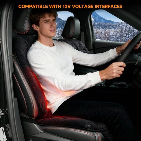 Canreal Car Seat Warmer Comfortable Heated Seat Cover for Cars Trucks SUV Van,Universal Heated Seat Cushion for Driver or Passenger Winter,Black(1 Pack) in Saudi Arabia