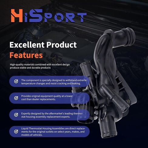 منظم حرارة مبرد المحرك HiSport ومجموعة الإسكان مع أجهزة استشعار 11537534521 متوافق مع Mini Cooper 2007-2013، Cooper Countryman 2011-2013 - DOHC، 1.6L in Saudi Arabia