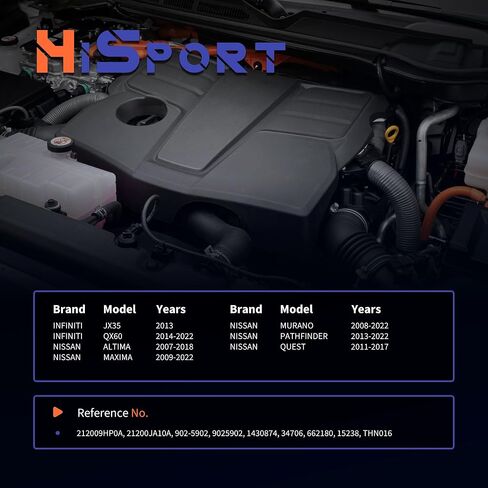 مجموعة مبيت منظم حرارة مبرد المحرك HiSport - متوافق مع Infiniti JX35 QX60 Nissan Altima Maxima Murano Pathfinder Quest استبدال 212009HP0A 21200JA10A in Saudi Arabia