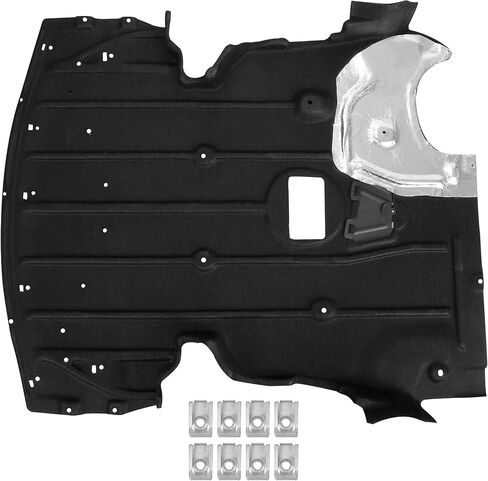 KUAFU Front Engine Splash Shield متوافق مع 2006-2013 BMW 3-Series بوليستر مطاطي أسود مع وسادة ألومنيوم بديلة لBM1228118 51757129341 Undercar Center Engine Shield Guard in Saudi Arabia