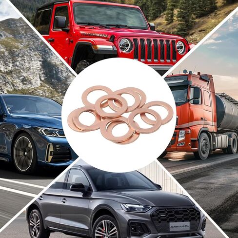 10 قطع حشية قابس تصريف زيت السيارة، OEM#007603-014106 M14 حشية غسيل نحاسية لتصريف الزيت، استبدال حلقة ختم غسالة المحرك التلقائي، متوافق مع 300 CLK CLS in Saudi Arabia