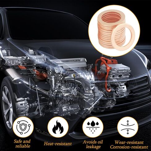 10 قطع حشية قابس تصريف زيت السيارة، OEM#007603-014106 M14 حشية غسيل نحاسية لتصريف الزيت، استبدال حلقة ختم غسالة المحرك التلقائي، متوافق مع 300 CLK CLS in Saudi Arabia