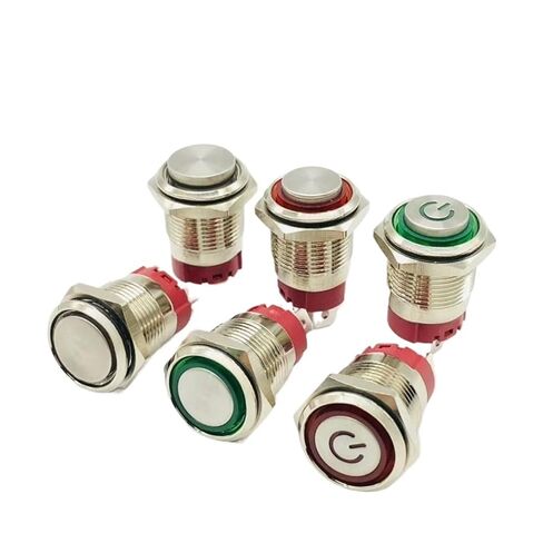 Metal Push Button Switch high Current 16mm Short 10A 15A self-Locking Reset Start Stop high Power Button(16mmself-lockingringlight) in Saudi Arabia