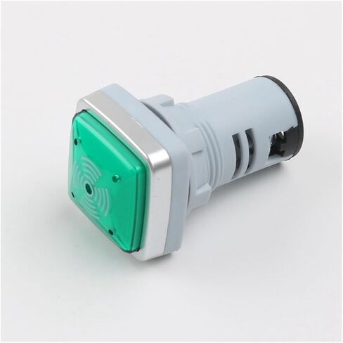 طنان بلاستيكي 22 مم مربع ديسيبل عالي وامض متقطع صوت وضوء مؤشر إنذار 12V24V220V (أخضر DC12V) in Kuwait