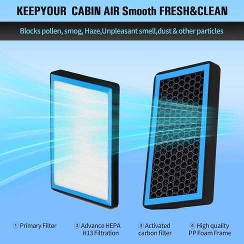 CF11966 فلتر هواء المقصورة مع الكربون المنشط متوافق مع Chevy Silverado 1500 2500 3500 HD Cruze GMC Cadillac Buick |Enclave Encore GX Envision Camaro Colorado CT5 CT6 CTS Malibu Bolt EUV Bolt EV in Kuwait