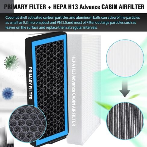 CF11966 فلتر هواء المقصورة مع الكربون المنشط متوافق مع Chevy Silverado 1500 2500 3500 HD Cruze GMC Cadillac Buick |Enclave Encore GX Envision Camaro Colorado CT5 CT6 CTS Malibu Bolt EUV Bolt EV in Kuwait