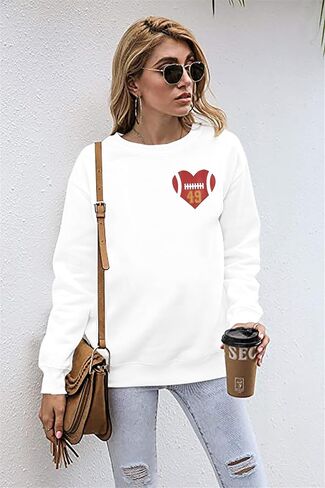 VILOVE Football Season Sweatshirt Women: Game Day Pullover Football Long Sleeve Shirt Causal Football Crewneck Hoodie in Kuwait